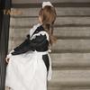 1 Set Maid Cosplay Dress Set Includes Apron Headband Bow And Socks Unisex A-Line Calf-Length Contrast Color Ruffle Dress Parties Photography Servant