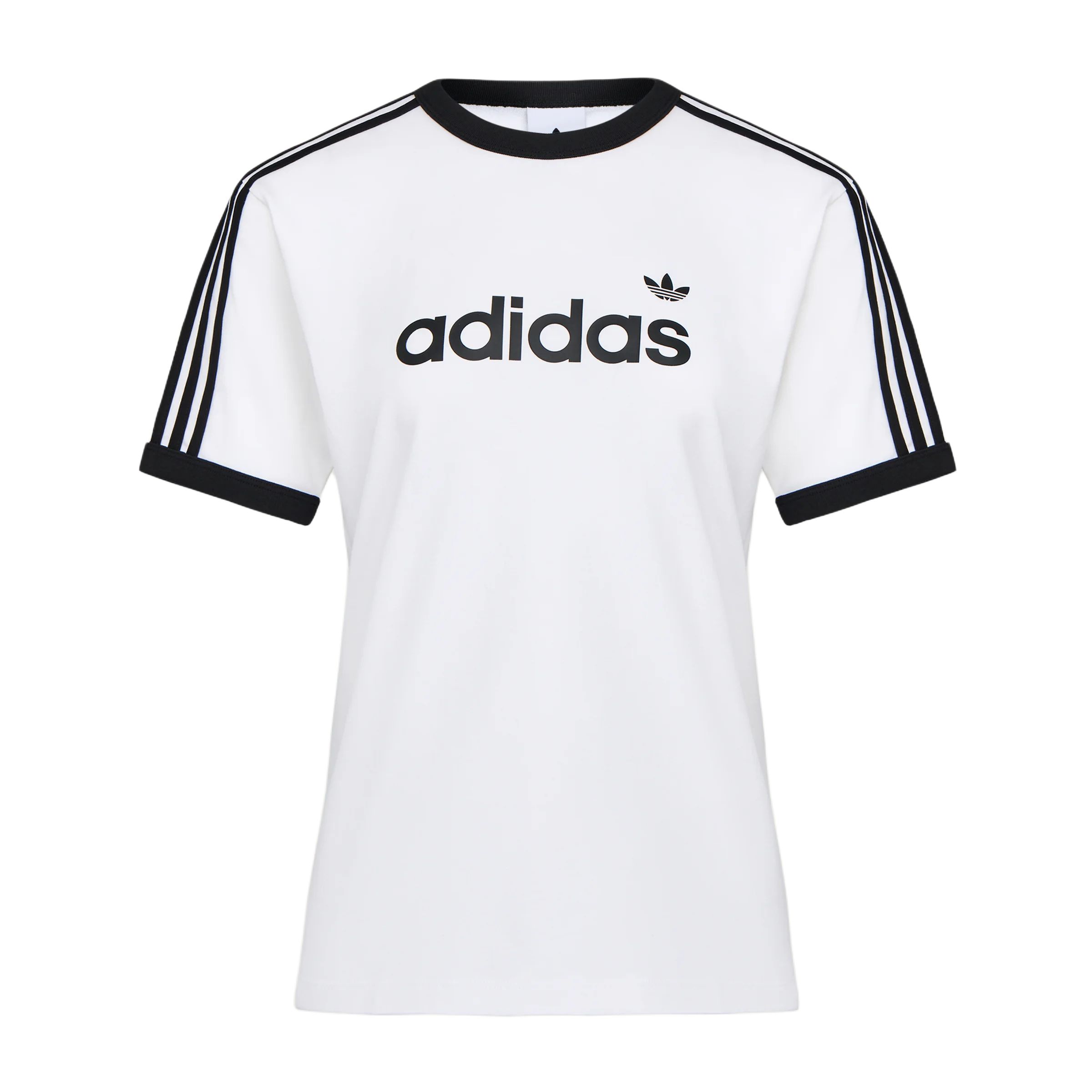 Adidas Originals Линейная полосатая хлопковая спортивная вязаная футболка с коротким рукавом Женские топы HZ9541 XS