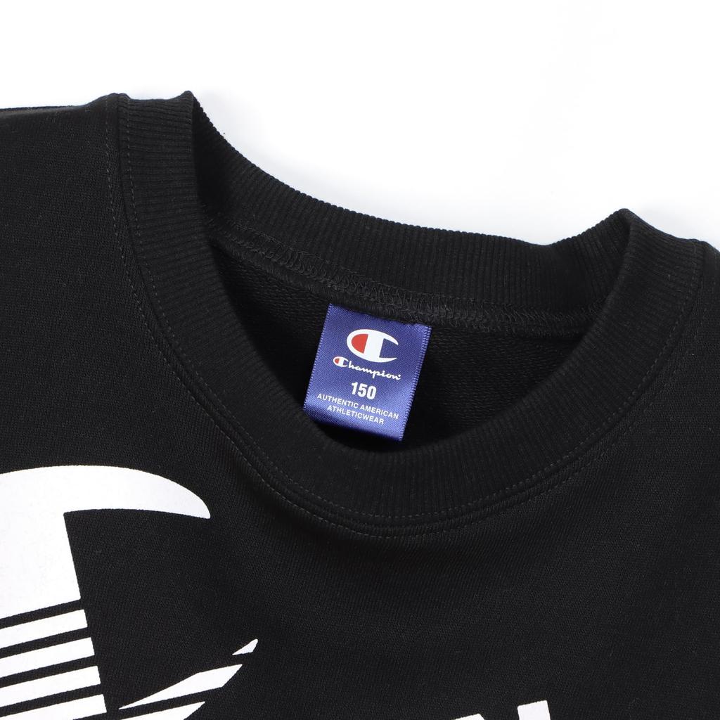 Champion Long Sleeve Crew Neck Sweatshirt with Graphic Logo Size 130 CK-YS003 Print, Schoolboy, Black,