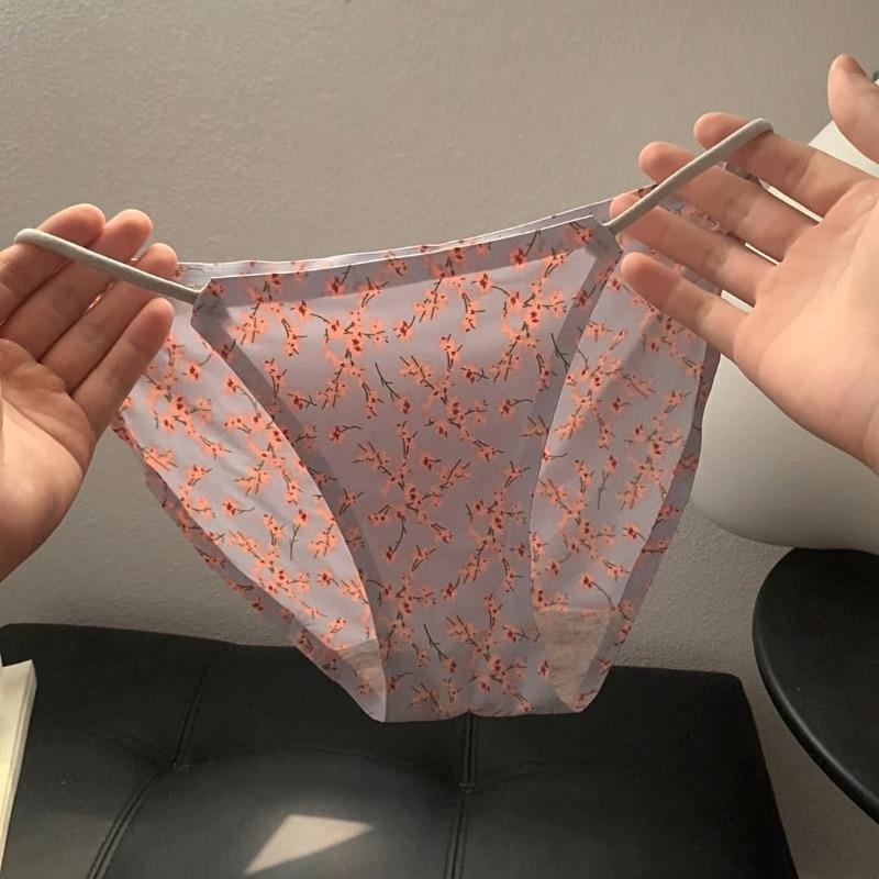 Lady Summer Pure Desire Sexy Leopard Print Ice Silk Without Mark High Split Low Waist Briefs