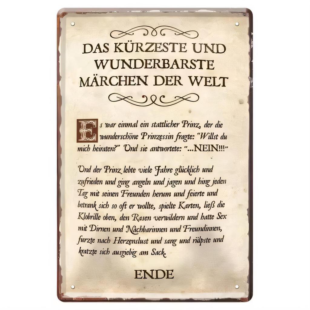 Tin Sign Vintage Quote Das Krzeste Und Wunderbarste Mrchen Der Welt Retro German Poem Wall Decor Rustproof Metal Plaque for