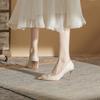 817-11 French High-heeled Wedding Shoes Women's 2025 New Rhinestone Bow Bridal Shoes Pointed Stiletto Single Shoes