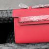 Genuine Leather Palm Pattern Cut Clutch Bag Cowhide Dinner Long Handbag