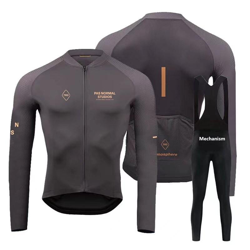 Mens Cycling Long Sleeve Jersey With Quick-Dry Milk Silk Fabric Dual-Arrow Gel Pad Mountain Road Bikes