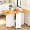 120x70x78cm Storage Table Folding Dining Table with Wheels Mobile Wood Foldable Side Table Shelf Extendable Dining Table