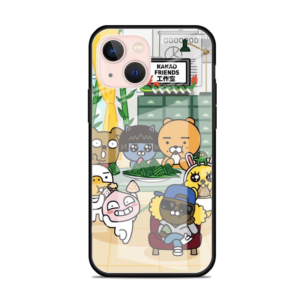 Glashülle für Apple iPhone 14 13 Pro 11 12 7 8 Plus SE 2022 XR X XS Max 6 6S gehärtete Telefonabdeckung Kakao Friends