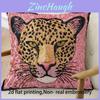 Plush Pink Leopard Decorative Pillow Cover For Living Room Sofa Decor