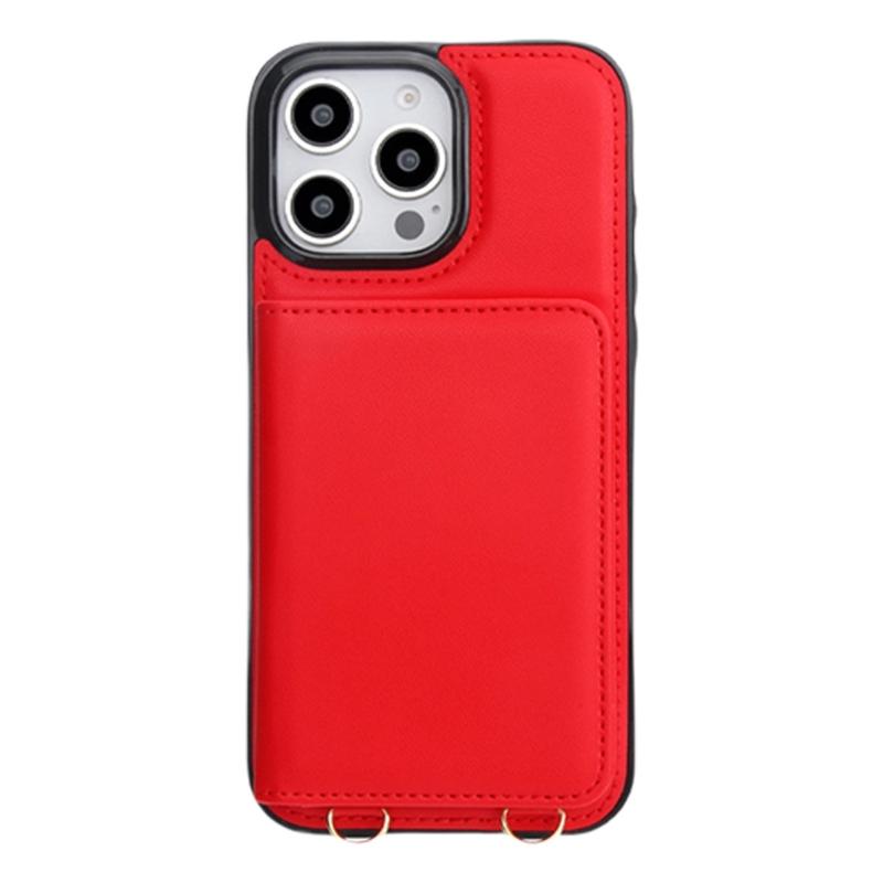 Magnetic Closure Cover for Phone 16 Series Kickstand Case with Card Holder Lanyard Shoulder Strap