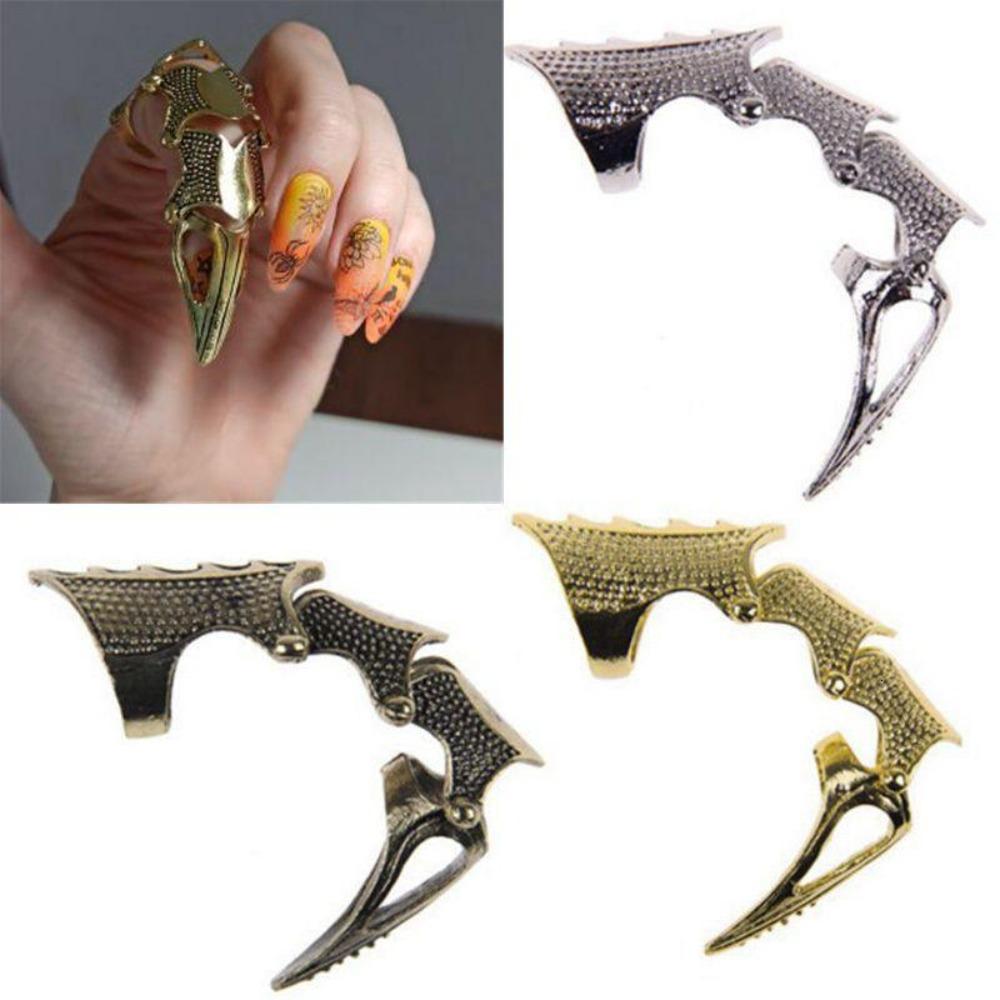 Herren Knöchel Gelenk Vollfinger Doppelring Punk Rock Adlerkralle Rüstung Aktivitätsring Gothic Halloween Cosplay Schmuck für Damen