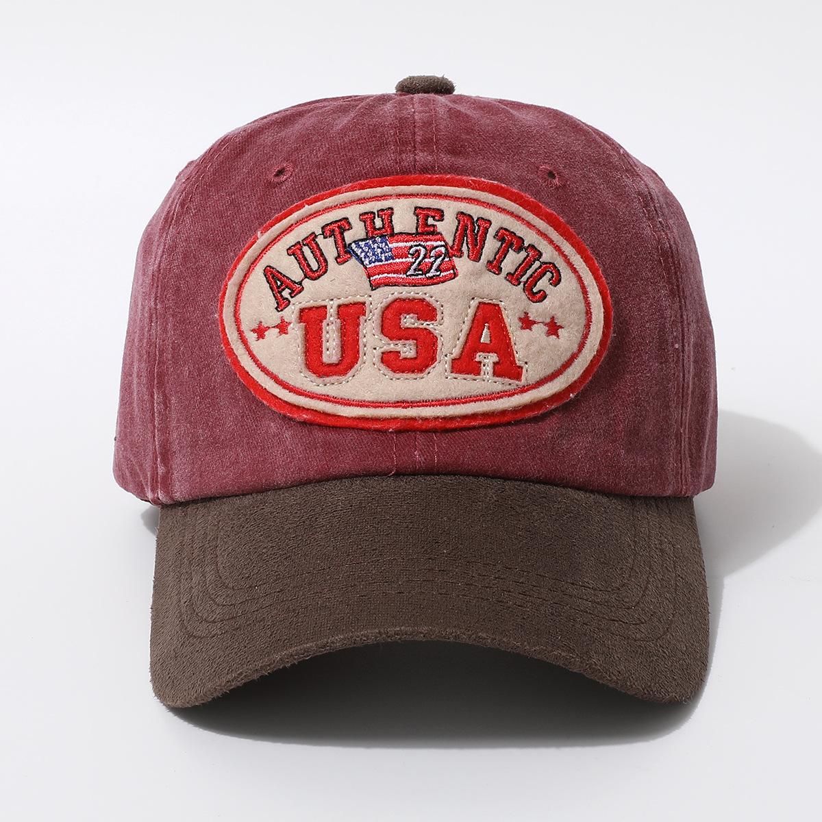Usa Vintage American Flag Embroidered Baseball Cap, Embroidered Baseball Cap, Washed Truck Hat Adjustable