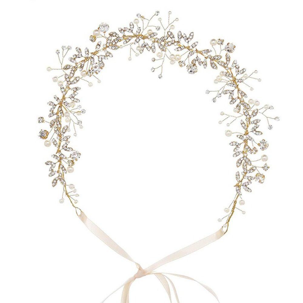 Gold/Silver Bridal Headband Pearl Rhinestone Headpiece Hair Accessories Beach Hawaii