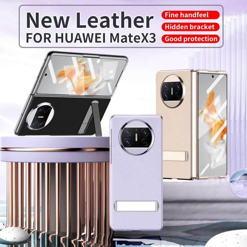 Mate X3 Case Full Coverage Leather PC Hybrid Protective Cover With Kickstand Shockproof Anti-Scratch