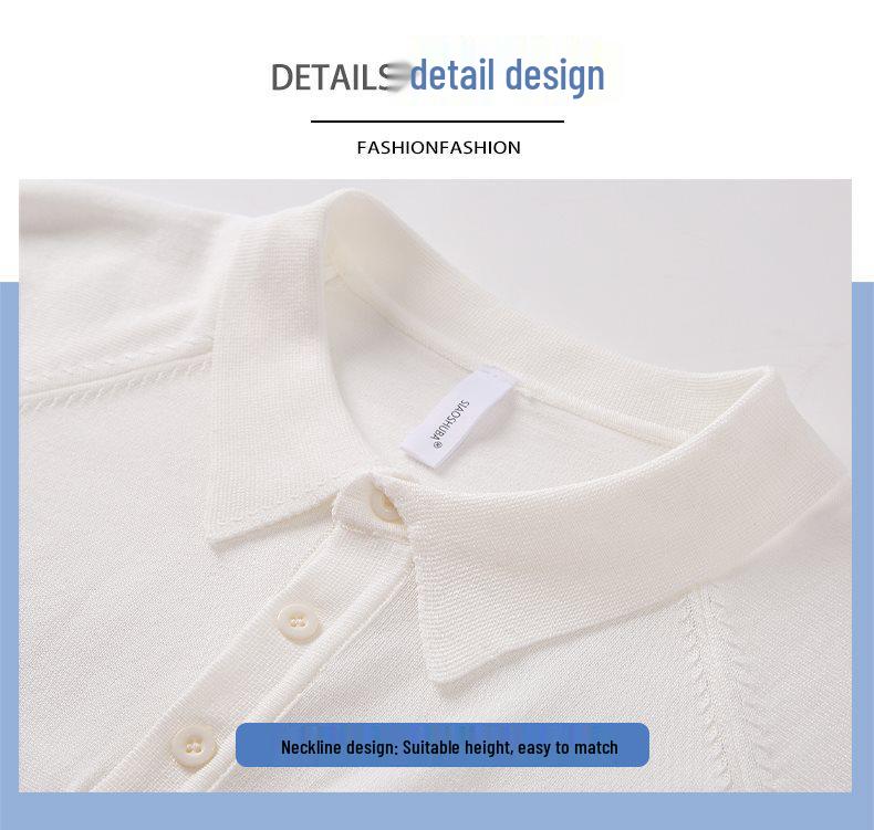 Summer 2026 Men's Italian Knit Polo Shirt - Retro Solid Color Lapel Short Sleeve