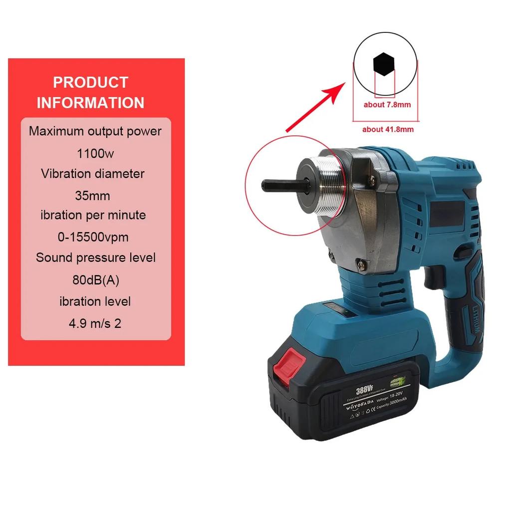 1100W Electric Concrete Mixing Tool Brushless Cement Soil Concrete Vibrator Portable High Power Industrial Concrete Mixer