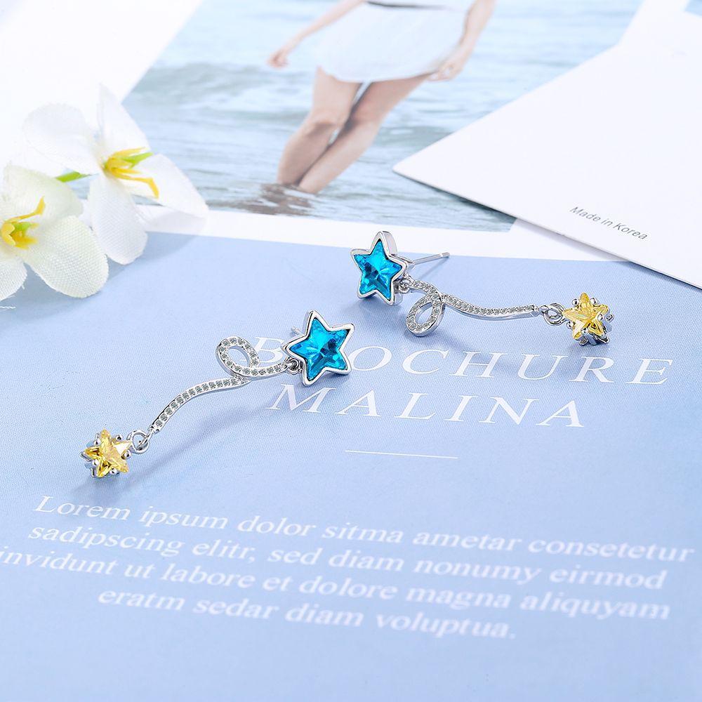 Meteor Earrings Sweet Long Five-pointed Star Zircon Mini Earrings