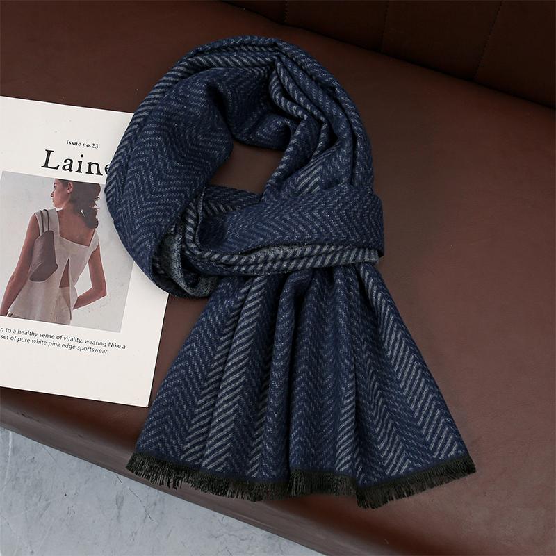Luxury Winter Man Scarf Black Plaid Shawl Warm Autumn Cashmere Handkerchief Soft Outdoor Muffler Bufanda Solid Man Scarf