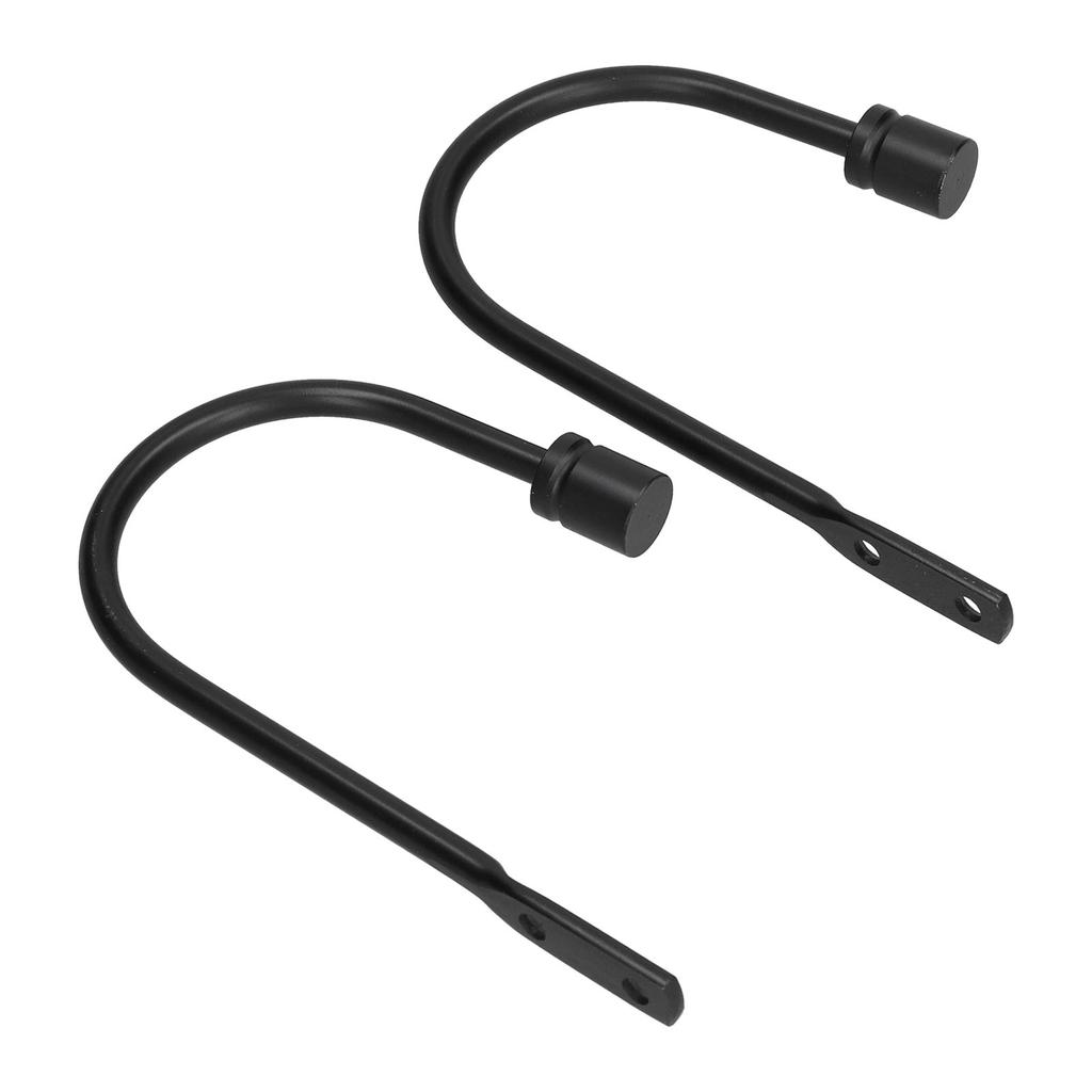 2Pcs Curtain Hook Aluminum Alloy U Shaped Cylinder Fixed Drapery Holdback for Home Office BedroomBlack