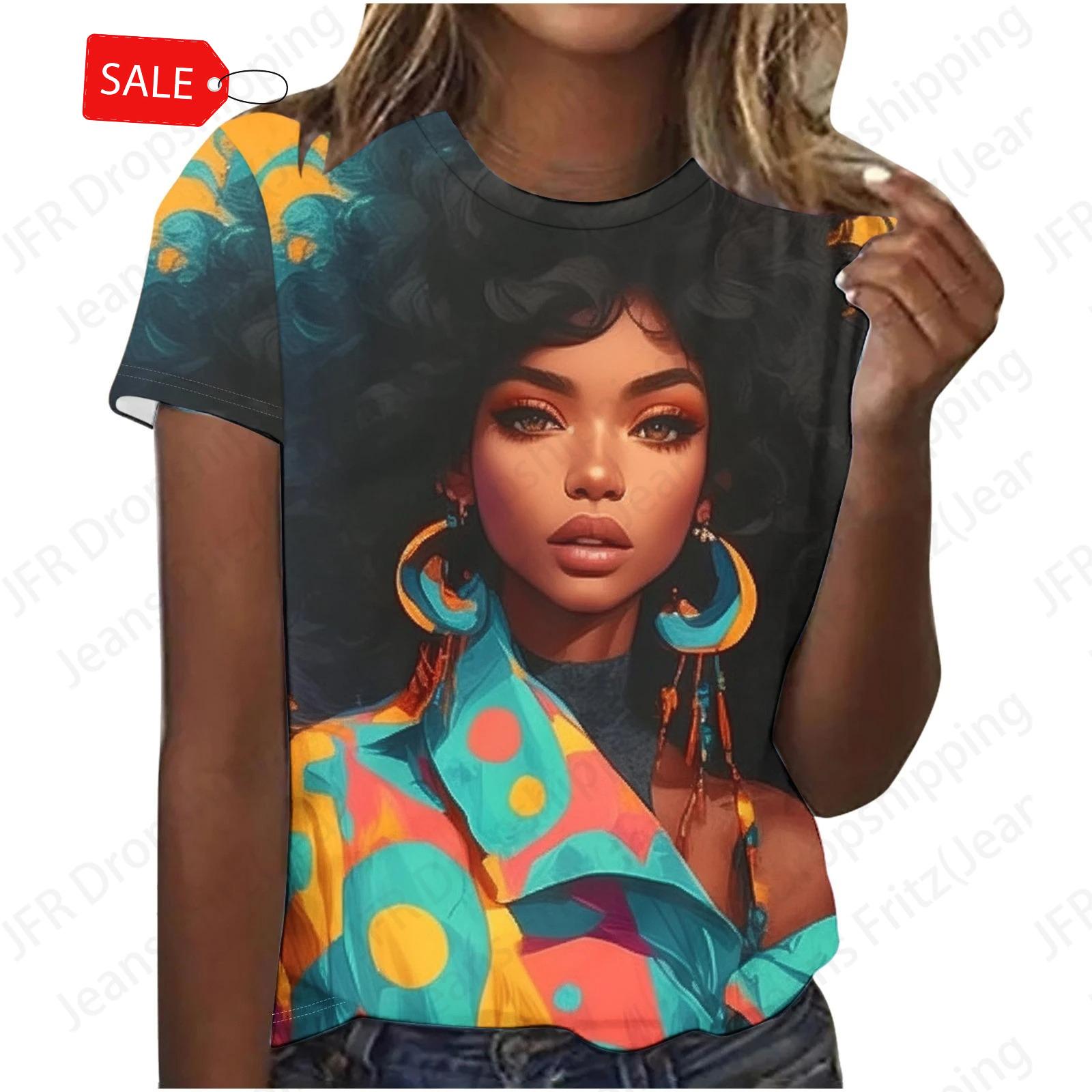 

Sexy Africa Women T Shirt Face 3d Print T-shirt Women Fashion T-shirts Female Top Tees Graphic Y2k Black Camiseta Large Size XL