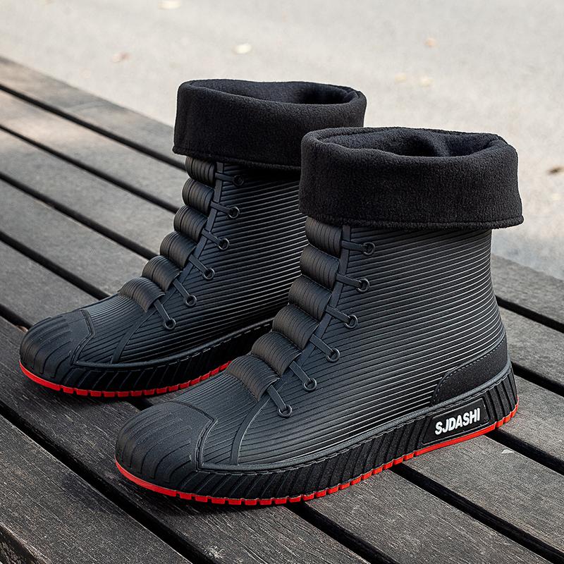 Rain Boots For Men Women Summer Casual Mid-calf Waterproof Shoes Winter Lining With Fleece Warm Anti-slip Wear-resistant Outdoor