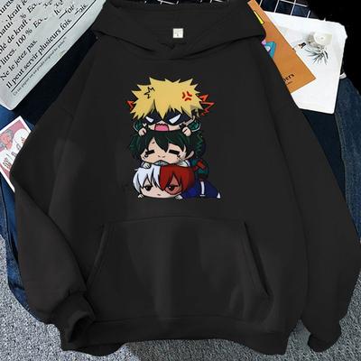 Bluzy z kapturem z kreskówek My Hero Academia Anime Deku Bakugou Katsuki Todoroki Shoto Bluza z kapturem z nadrukiem Jesień Zima Bluza z kapturem