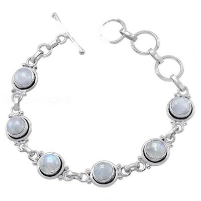 925 Sterling Silver Moonstone Gemstone Designer Bracelet, Boho Jewelry, Gift For Mom. Solid Jewelry, Wedding Gift