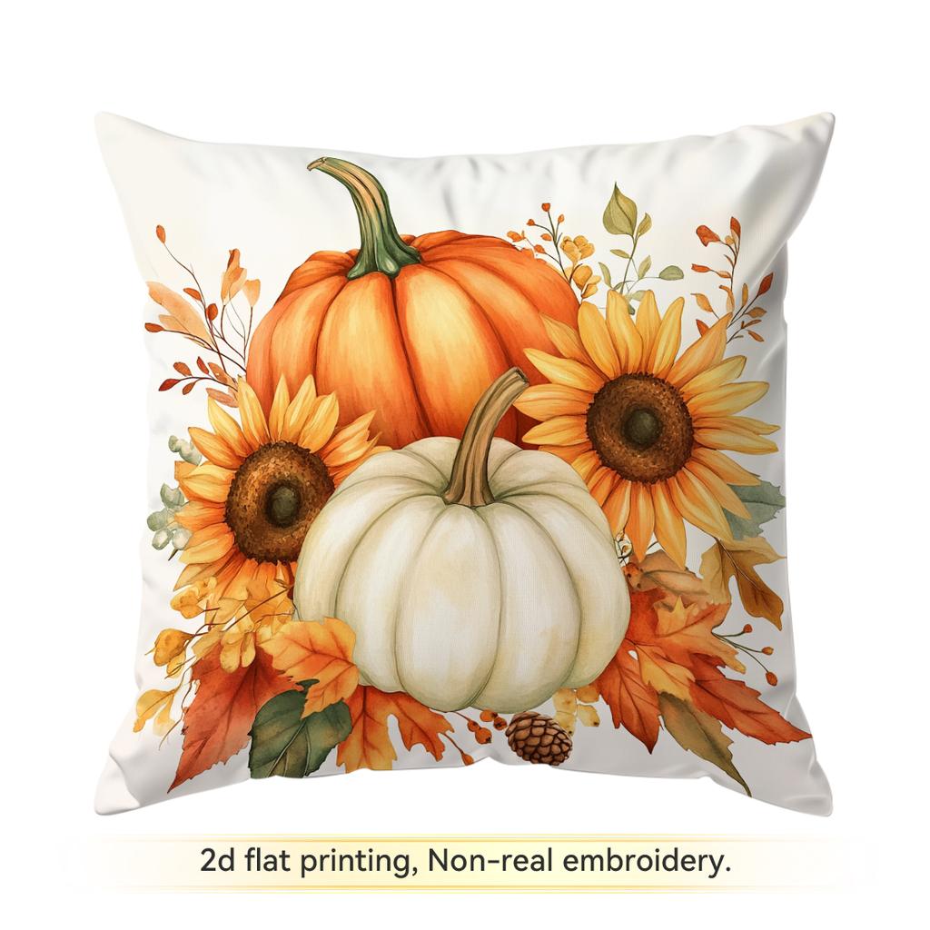 1pcs Autumn Pumpkin Sunflower Cushions Pillowcase Polyester Cushion Cover Throw Pillow Pillowcover Home Car Sofa Decor