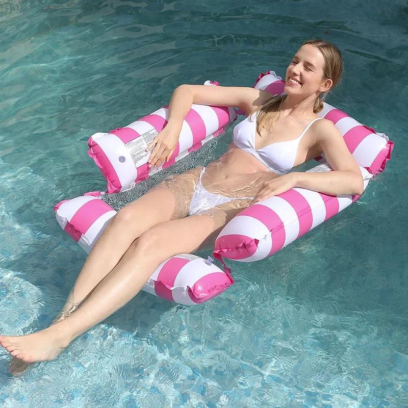 4-in-1 Water Hammock Recliner, Inflatable Floating Lounge for Pool Beach, Pool Party Air Mattress, Cooling Mesh Seat
