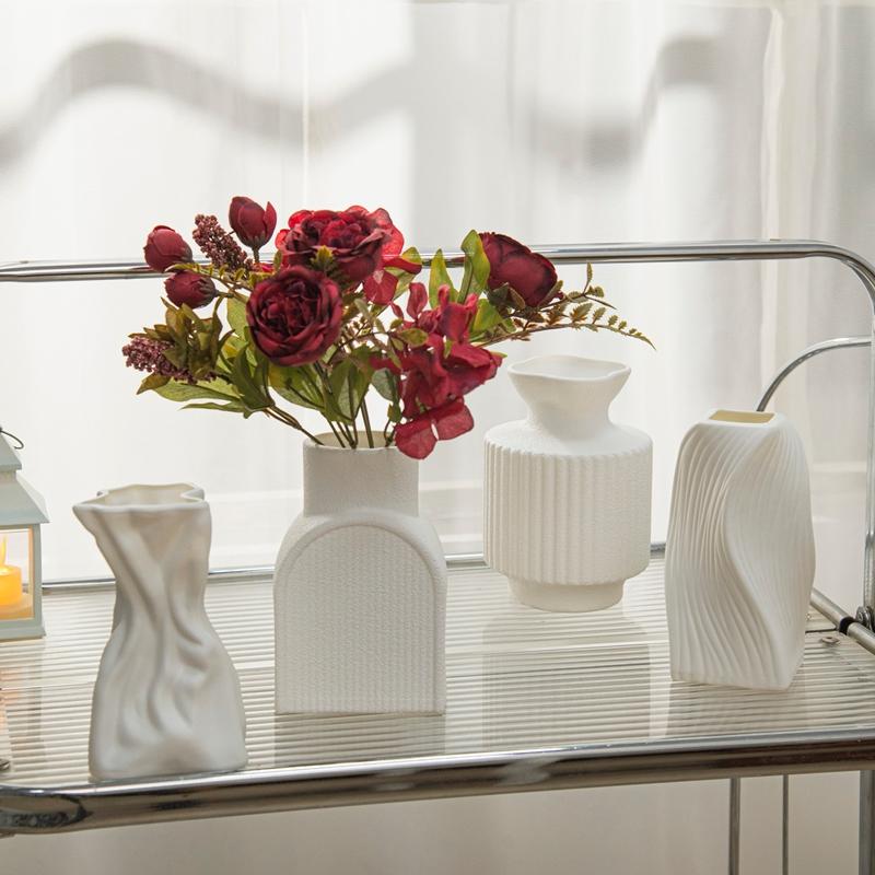 Nordic Flower Vase Pure White Imitation Ceramic Vase Hydroponic Creative Home Decor Artistic Desktop Ornament Mother'S Day Gifts