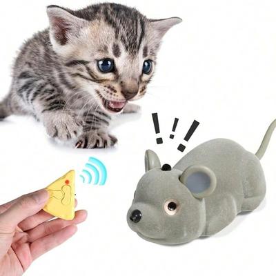 Elektrikli Akıllı Hareketli Uzaktan Kumandalı Fare Oyuncak İnteraktif Kedi Teaser Oyuncak Evcil Hayvan Oyuncakları