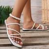 Plus Size 2026 Summer New Women’s Open Toe Slippers Outdoor Low Heel Narrow Band Sandals for Versatile Daily Casual Slippers