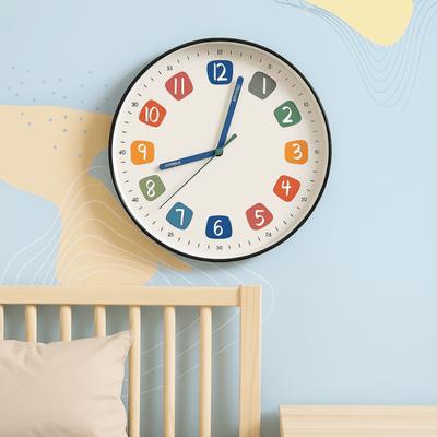 Colorful Early Education Wall Clock Mute Round Electronic Color Clock Minimalist Digital Pattern Learning Wall Hanging Clock