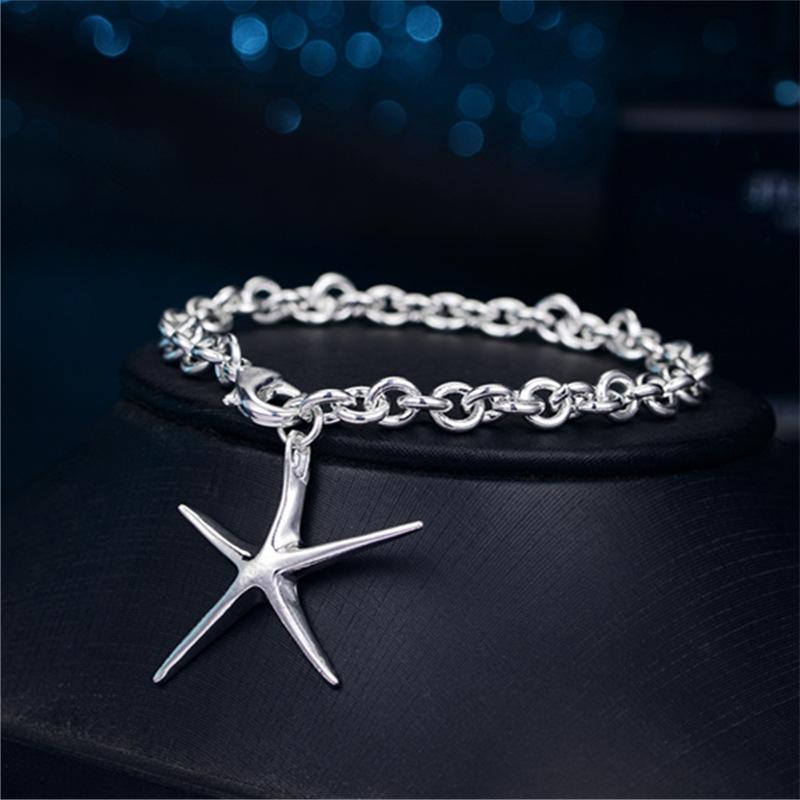 Simple And Exquisite Starfish Pendant Women'S Bracelet Niche Personality Charm Smart Zircon Imitation Silver Jewelry
