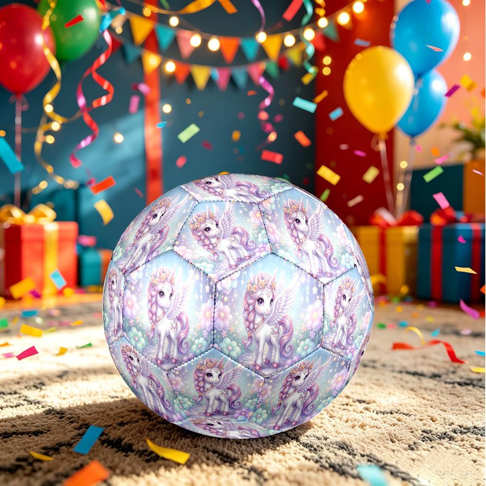 1pc Magical Unicorn Garden Theme Soccer Ball Football, Size 5, Lightweight PVC, Outdoor Training Soccer Ball,Gift j61415 Size 5
