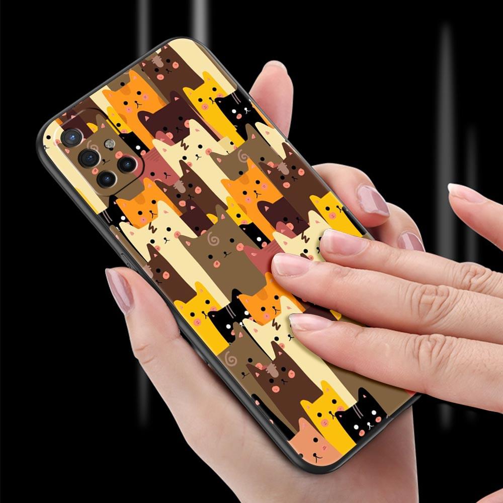 Cartoon Cats Background For OnePlus 10 Pro 9 8T 8 Nord N10 7 7T 9R Phone Case For 1+ Nord 2T CE 2 N100 N200 Z 5G Black Cover