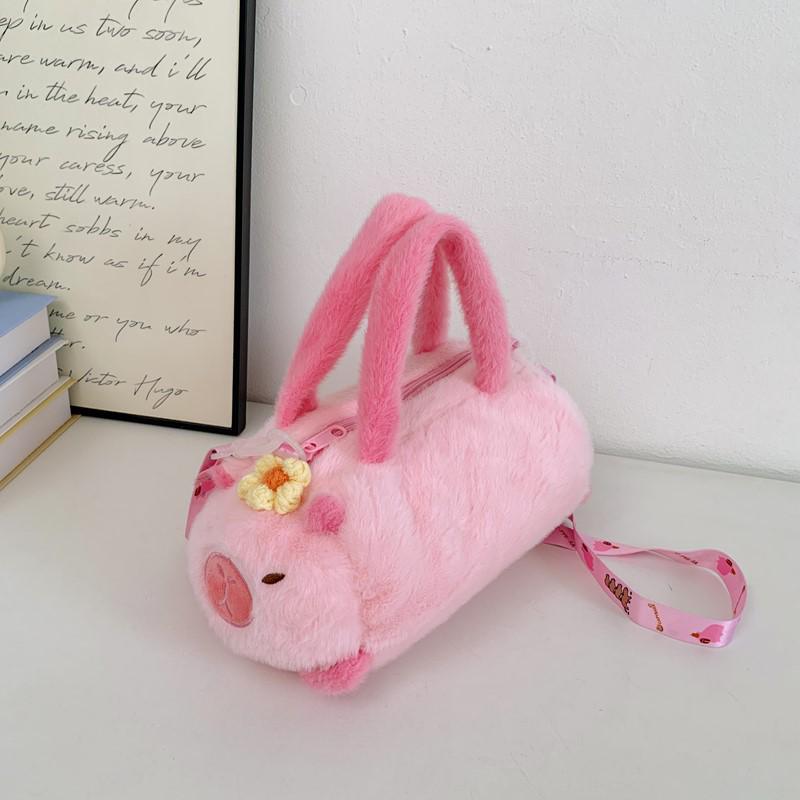 

Плюшевая сумка-кроссбоди «Капибара» - Милый пушистый дизайн бочонка для детей розовый