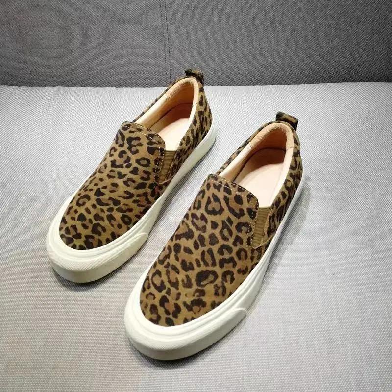 Leopard Print Slip On Women's Canvas Shoes Summer Casual High On Platform Ladies Footwear 2025 New Fashion Vulcanized Shoe Sale
