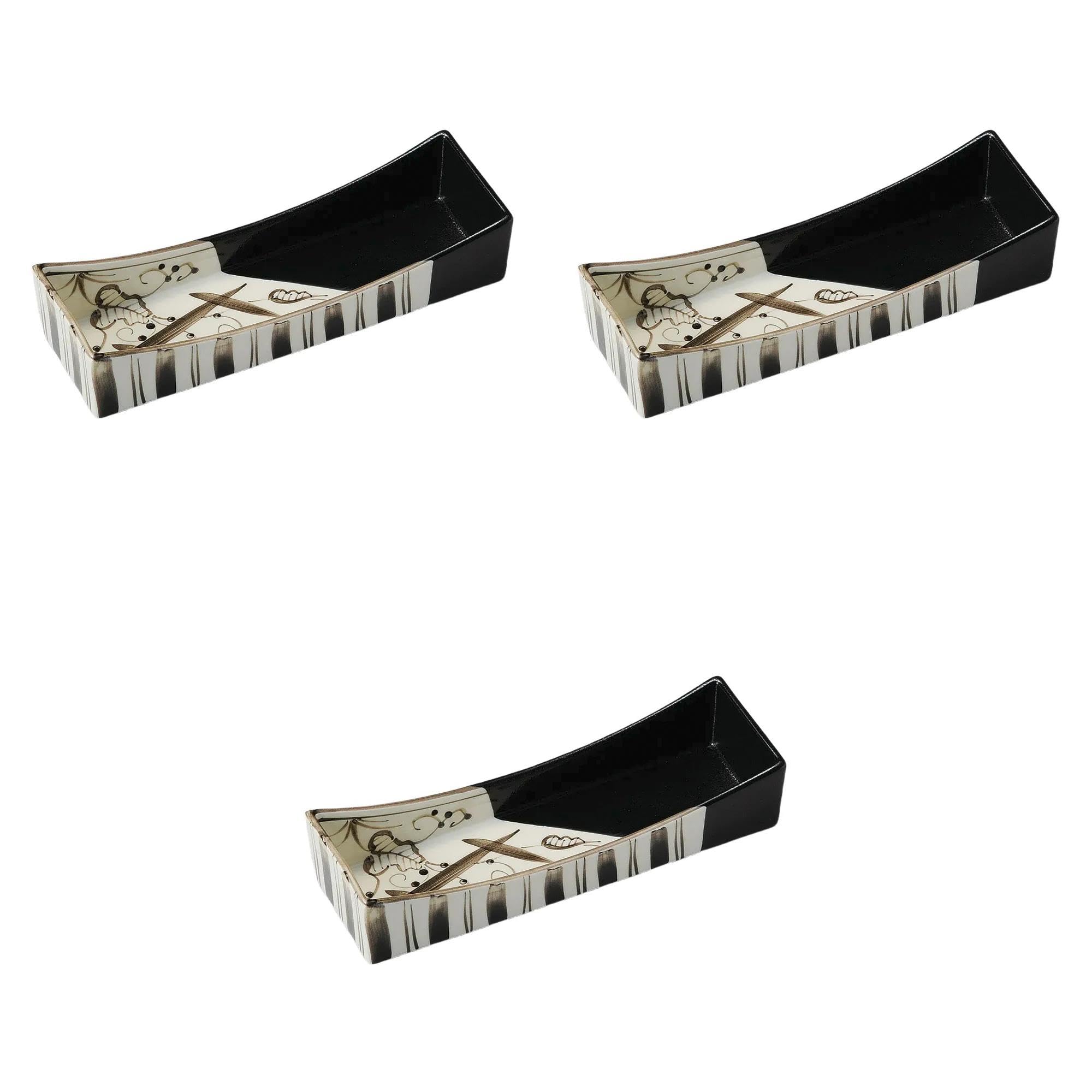 

Set of 3 Black Olive Ivy Appetizer Plates x x Protruding Plates by Setomonohonpo [26 8.2 5.5 cm]