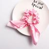 Solid Color  Satins Scrunchie With Bunnies Ears Design Soft Fabric Stretchy Hair Rope Accessories For Women Girls