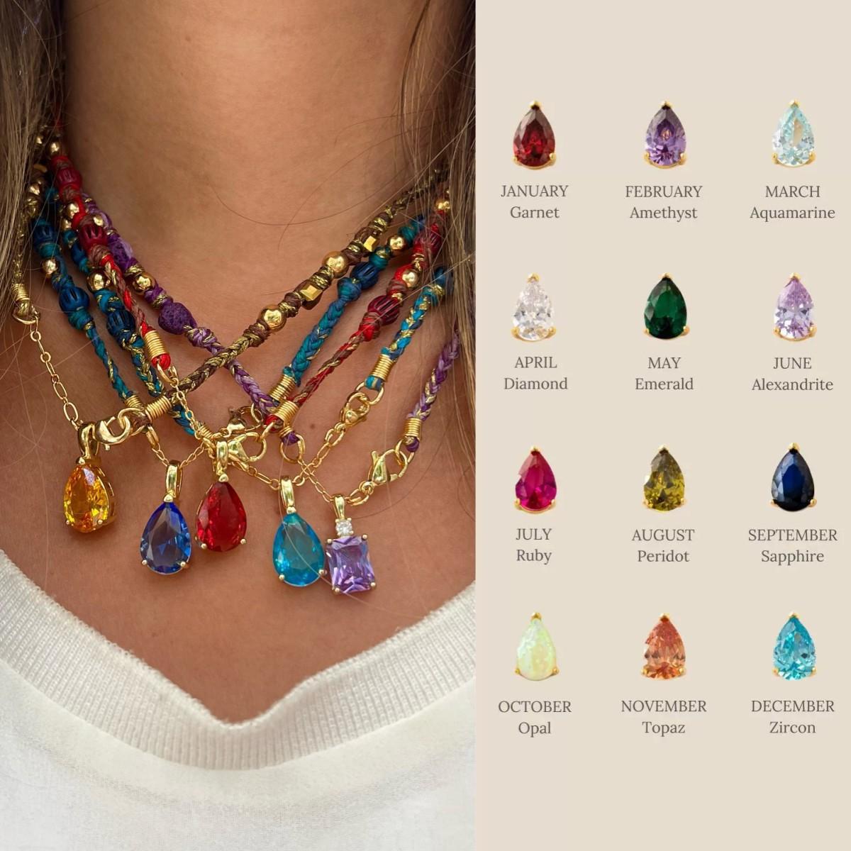 Pear-Shaped Water Drop Zircon December Birthstone Birthstone Birthstone Necklace Furnace Vacuum Plating 18K Real Gold
