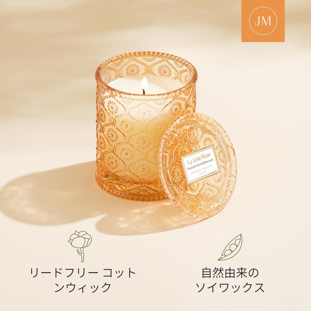 LA JOLIE MUSE Aroma Candle Yuzu Neroli Blossom Home Fragrance Candle Natural Soy Wax Gift for Women 170g Burn 40 Hours - & - - - - - Time