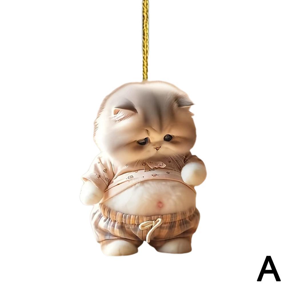 Nowy Akrylowy Płaski Wisiorek Kot Brzuchaty Ozdoby Wiszące Akrylowa Ozdoba Kot Akcesoria do Wnętrza Pojazdu Dekoracja Samochodowa