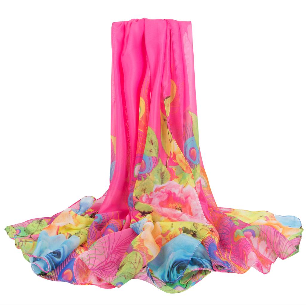 Extra Large Chiffon Printed Scarf White Shawl Dual-purpose Women's Korean Version Autumn and Winter Long Scarf Beach Towel for Women