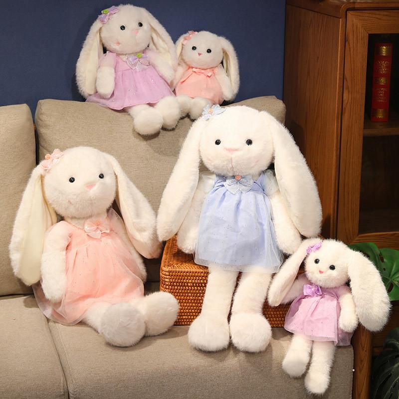 Cartoon Long Cute Ears Rabbit Plush Toy Princess Dress Stuffed Sleep Doll Gift