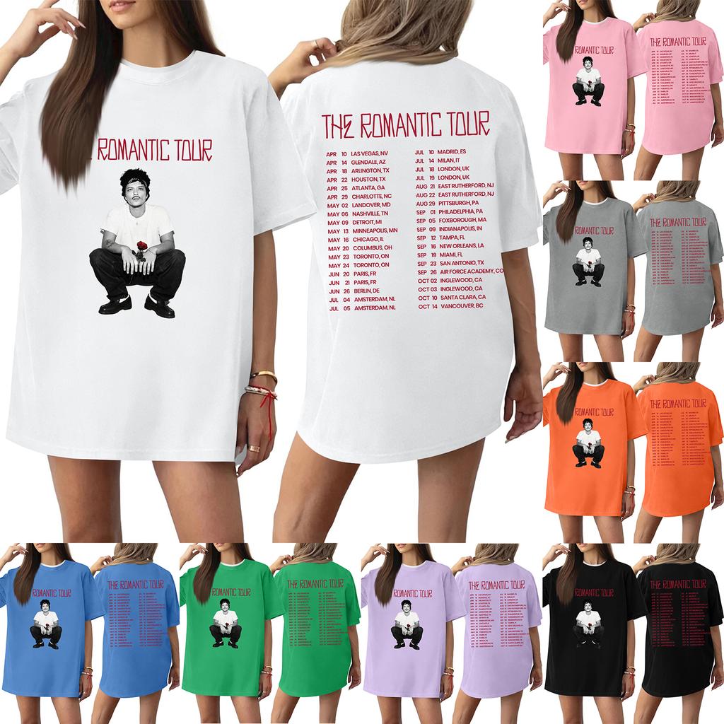 Women's Casual Printed T-Shirt Round Neck Pullover Short Sleeve Top