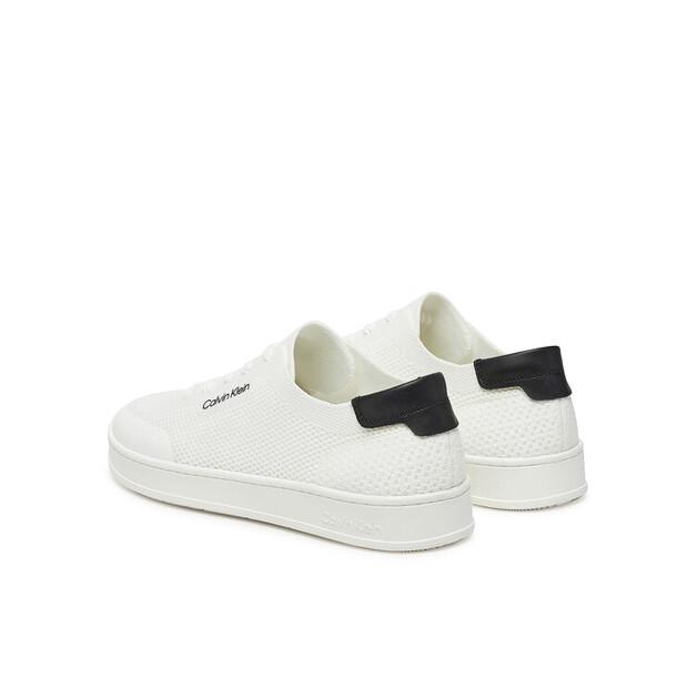 Men's Calvin Klein Low Top Lace Up Knit Sneakers Hm0hm01726 White