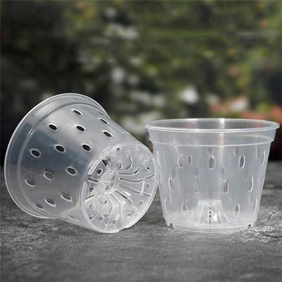 ABFS 7 Inch- 5 Pots And Saucers Orchid Pots With Holes Clear Plastic Orchid Pots For Repotting