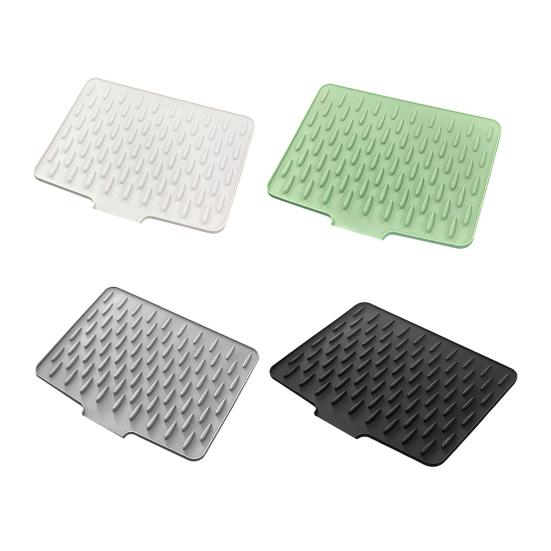 Silicone Drain Mat Thick Dish Drying Mat with Drainage Heat-Resistant Non-Slip Bar Sink Drying Pad for Countertops