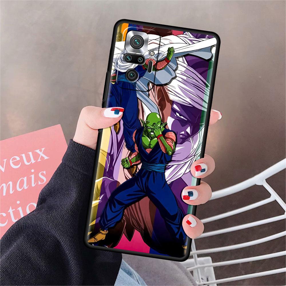 Luxury Black Phone Case For Xiaomi Redmi Note 11 10 9 8 7 Pro 9S 9A 9C 10s 8T K40 10C 10S Funda Cover Beerus Dragons Anime