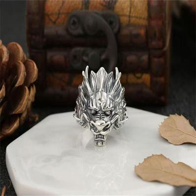 Retro Silver Animal Statement Men's Adjustable Ring