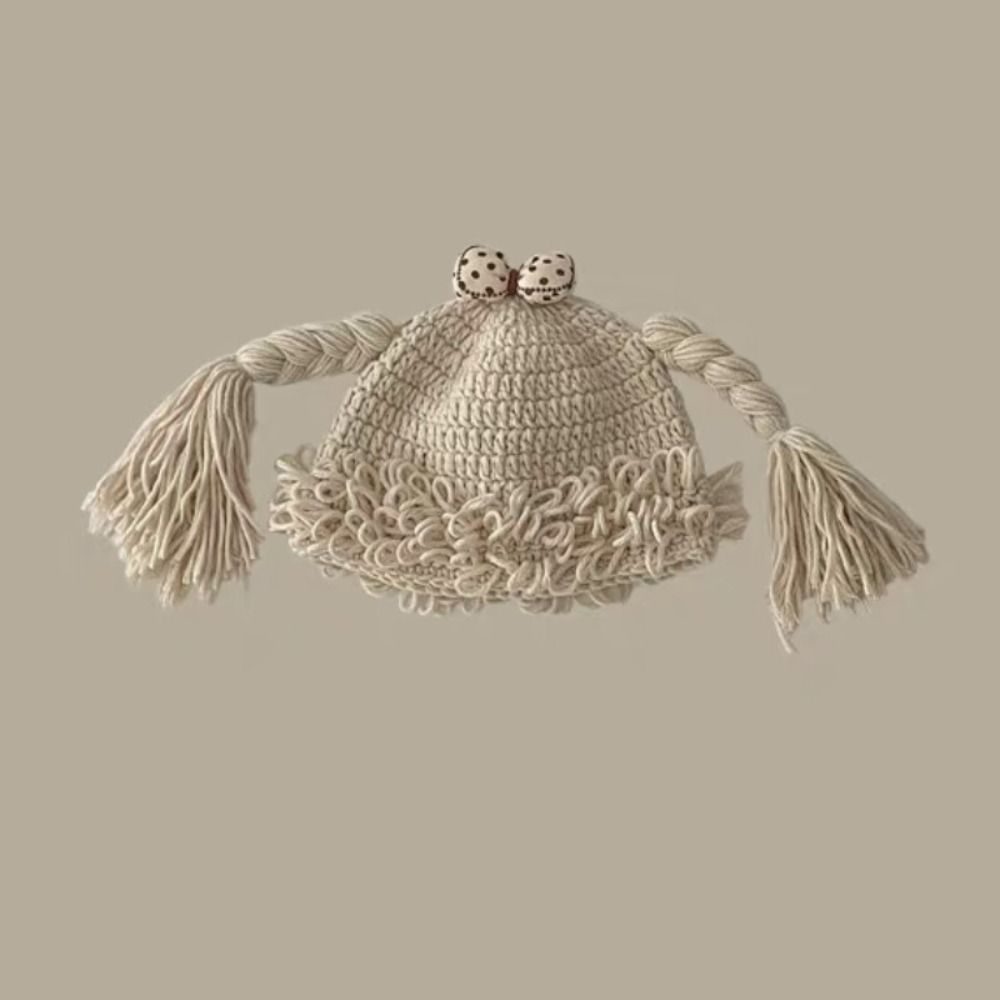 Breathable Baby Braid Wig Hat Windproof Newborn Headgear Fashion Kids Knitted Hat Winter